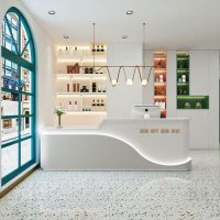 Lite Luxury Morandi Colors Wood Painting Reception Desk for Beauty Spa Store